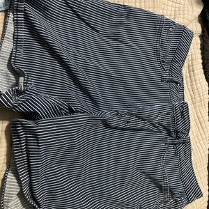 Lee Women's Striped Jean Shorts - navy and white 16